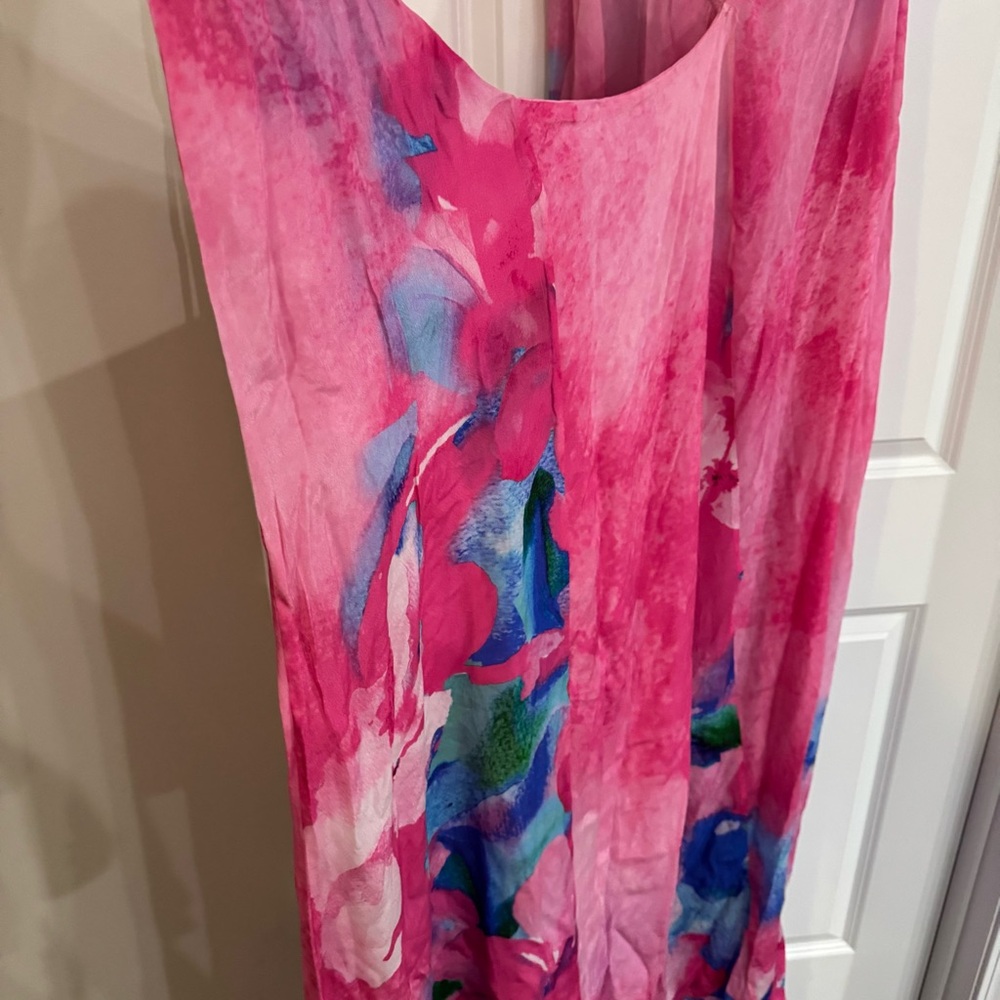 NWT: HEMANT & NANDITA Pink Floral Maxi Dress with Blue & Green Accents - Picture 12 of 16